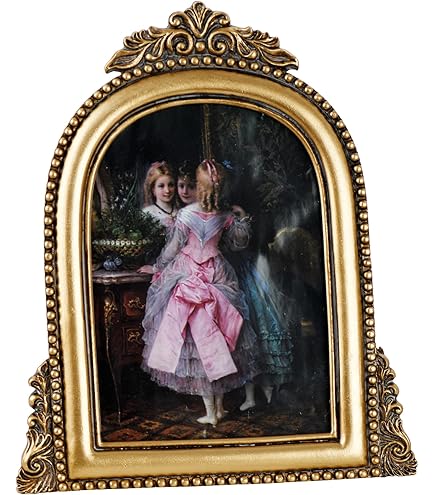 Cadre Photo Vintage Octogonal Doré - Décoration Murale Ou De Table Rétro 10x15 Cm, Style Ancien