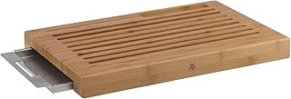 WMF Brot-Schneidebrett, mit Krümmelschale, 44 x 27 x 4,8 cm, Bambus, Gitterform, klingenschonend