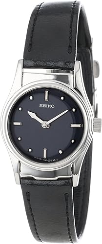 seiko watch women's black leather strap