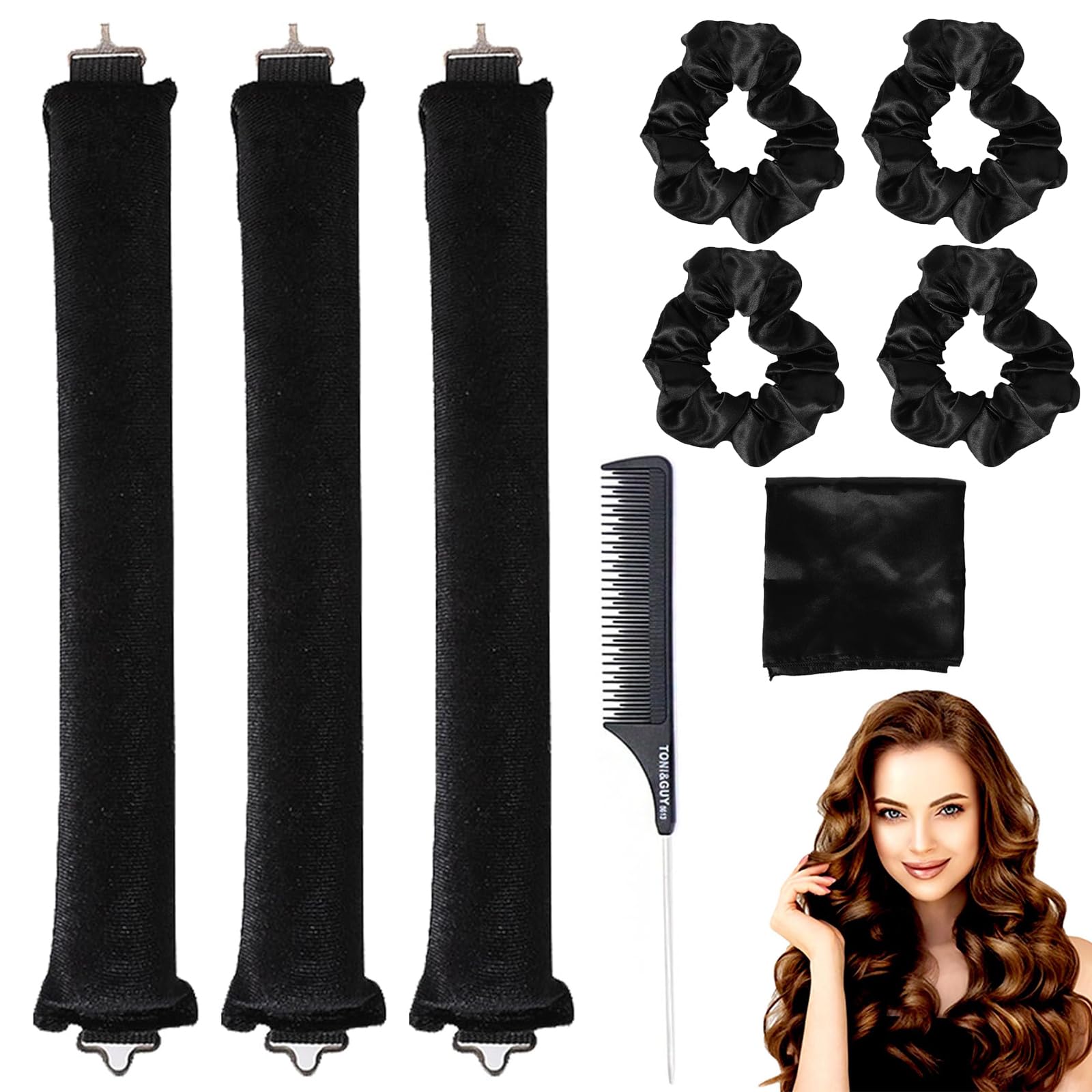 9Piece Suit Heatless Blowout Rods Suit Overnight Blowout Rods Overnight Curls Hair Curlers for Long Hair Lazy Curlers DIY Hair Styling Tools Heatless Curls for All Hair Types