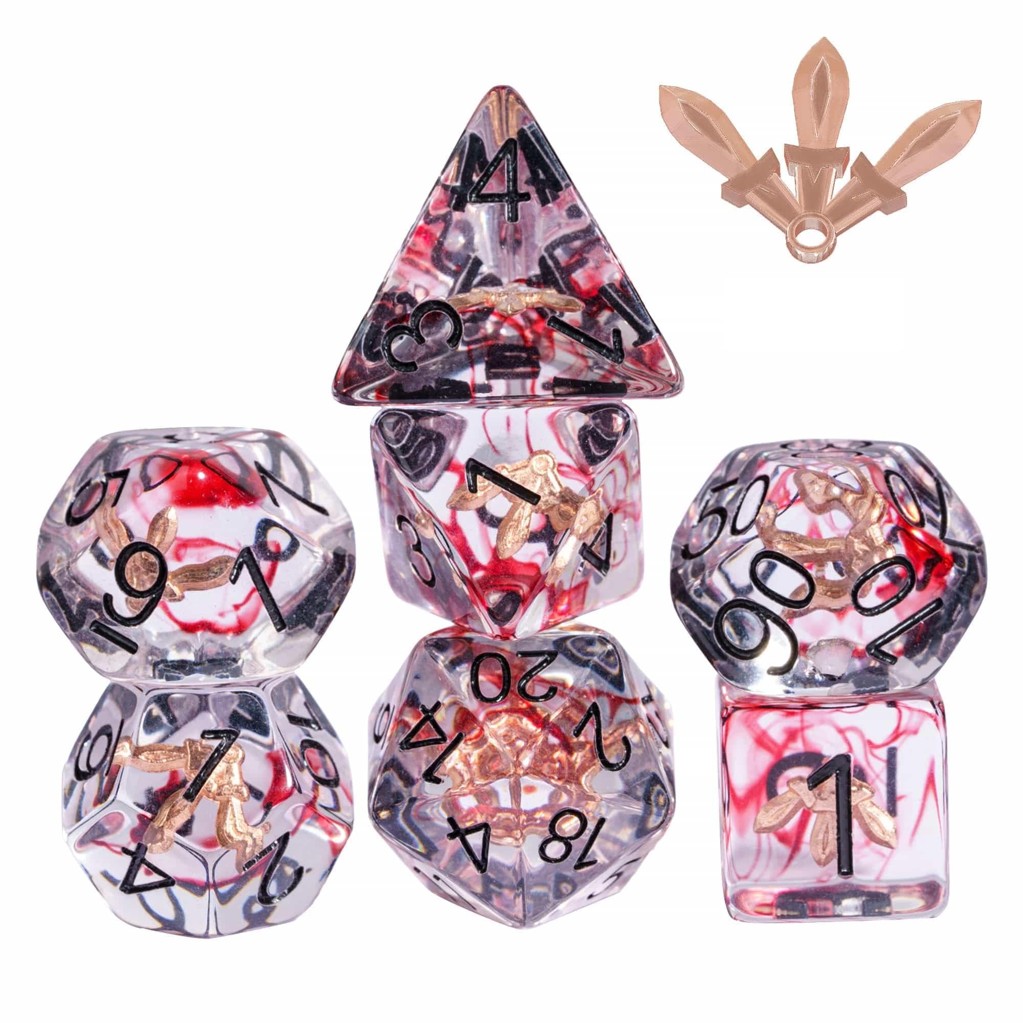 Cusdie 7-Piece Polyhedral DND Dice, D&D Dice Set for Dungeons and Dragons Role Playing Games RPGs(Rogue's Blade)