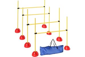 PawHut 4 Piece Dog Agility Course Backyard Set, Dog Agility Training Equipment with 4 Height Adjustable Dog Agility Jumps, Ca