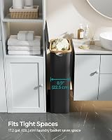 SONGMICS 65L Slim Laundry Basket with Lid Oxford Fabric Bamboo Handles LCB506B01 view 3