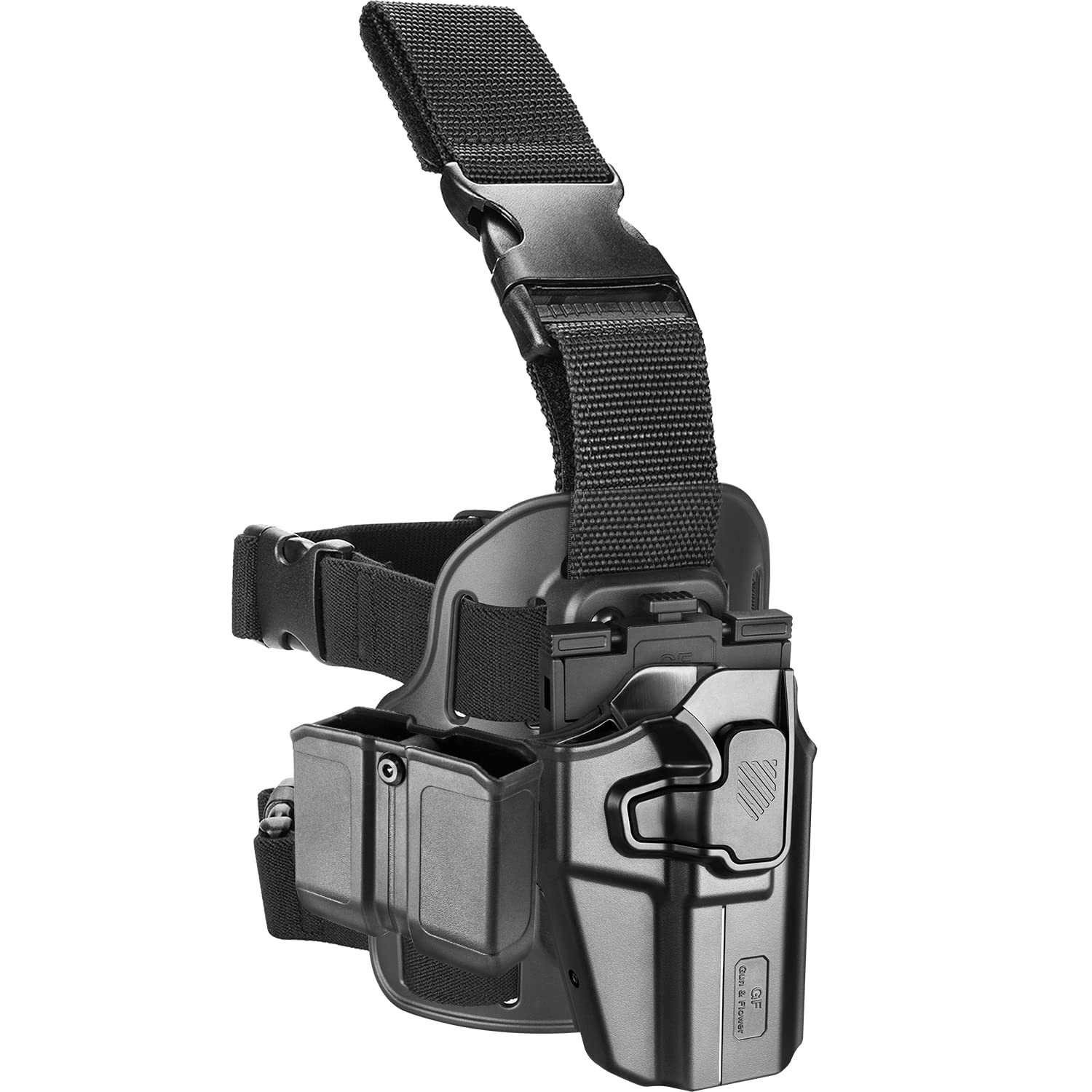 Photo 1 of Universal Tactical Drop Leg Holster - Fits 100+ Pistols, Thigh Holster for Glock 17 19, Beretta 92FS, S&W M&P 9mm/.40, Sig P320 P220, XD Series, Most Full & Compact Size Pistols