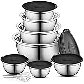 Avador Premium Stainless Steel Mixing Bowls, Set of 7 EXTRA Large Stainless Steel Mixing Bowl Set, Easy To Clean, Space Saving, Great for Cooking, Baking, Prepping (0.25, 1, 1.5, 3, 4, 5 and 8 Quart)