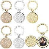 SUPERFINDINGS 6PCS 3 Colors Oval Locket Keychains Metal Photo Keychains Locket Pendant Keychain Photos Keyring Couple Keychain DIY Key Chains Gift for Valentine Women Men, 6cm