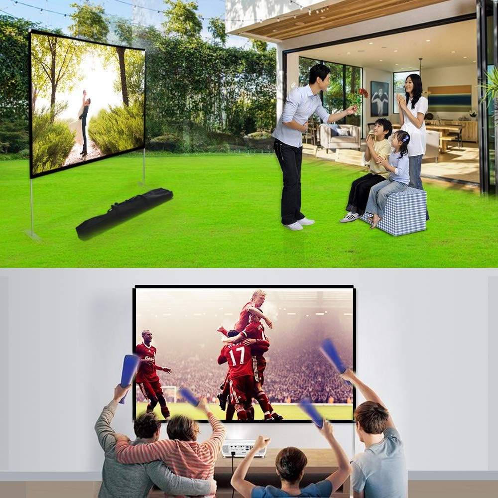Abdtech 100 inch Projector Screen with Stand,Portable Wrinkle Free Outdoor Movie Screens 4K HD Rear Front Projections Movies Screen with Carry Bag for Indoor Home Theater Backyard Cinema Travel: Office Products