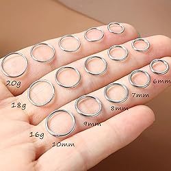 20G 18G 16G Titanium Nose Ring Hoop, Cartilage Hoop