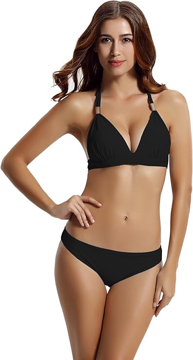 bandeau bikini schwarz push up