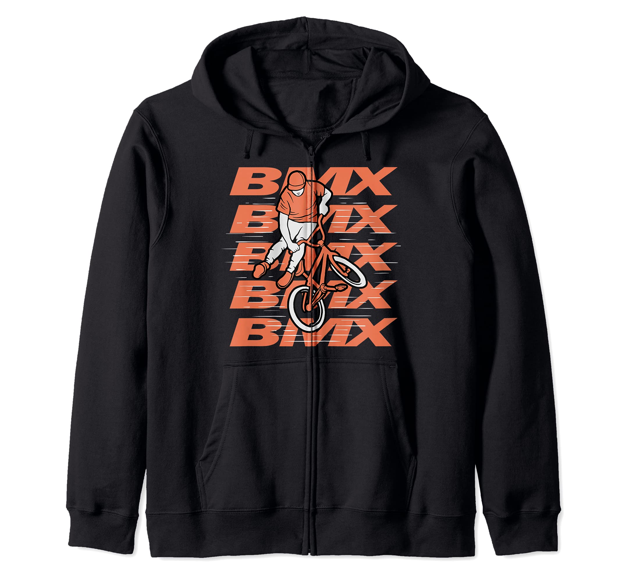BMX Boy Rider Stunt Halfpipe Freestyle Jumping Bicycle Zip Hoodie