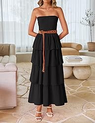 ZESICA Women‘s Summer Boho Strapless Maxi Dress