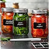 16oz Glass Mason Jars with lids Set of 12- wide mouth - Airtight Band + Marker & Labels - Canning Jars with Lids, Ideal for c