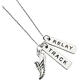 Pewter RUN TRACK RELAY Necklace - Pewter Running Shoe Charm, Pewter TRACK Pendant and Pewter RELAY Pendant on 18 inch Stainless Steel Cable Chain - All Pewter