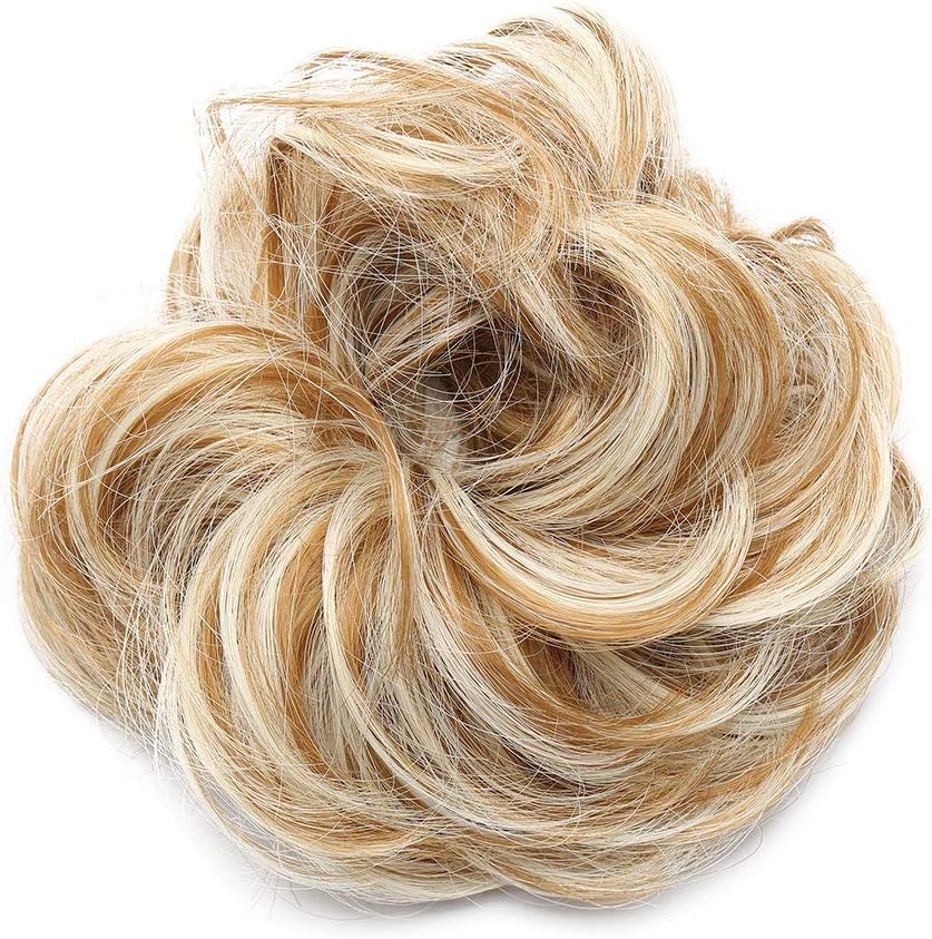 Hair Extensions Hairpiece Scrunchie Updo Messy Ponytail Bun Wavy Voluminous Sandy Blonde to Bleach Blonde - Image 3