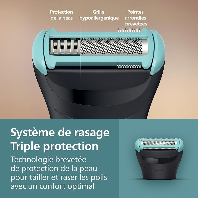 Bodygroom série 5000 - Tondeuse pour hommes avec Triple protection, taille des poils et rasage des zones intimes, accessoire pliant pour le dos, 100% étanche, autonomie de 100 min, BG5480/15