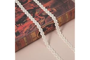 Ymapinc 10 Yards Vintage Cotton Lace Ribbon, 0.4inch (1cm) Thin Crochet Lace Trim, Ivory White Ribbon for Bridal Wedding, Bridal Scrapbook Crafts Supplies