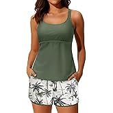 Aqua Eve Women Tankini with Shorts - Two Piece Swimsuit Tummy Control Bathing Suit with Pocket Cross Back Swimwear 2025