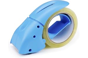 ABEL EVO Packing Tape Dispenser, Blue, 2 Inch Wide Ergonomic Tape Gun for Packing Boxes, Shipping Moving Mailing Box Sealing Carton Packaging, Lightweight Hand-held Heavy Duty Tape Cutter