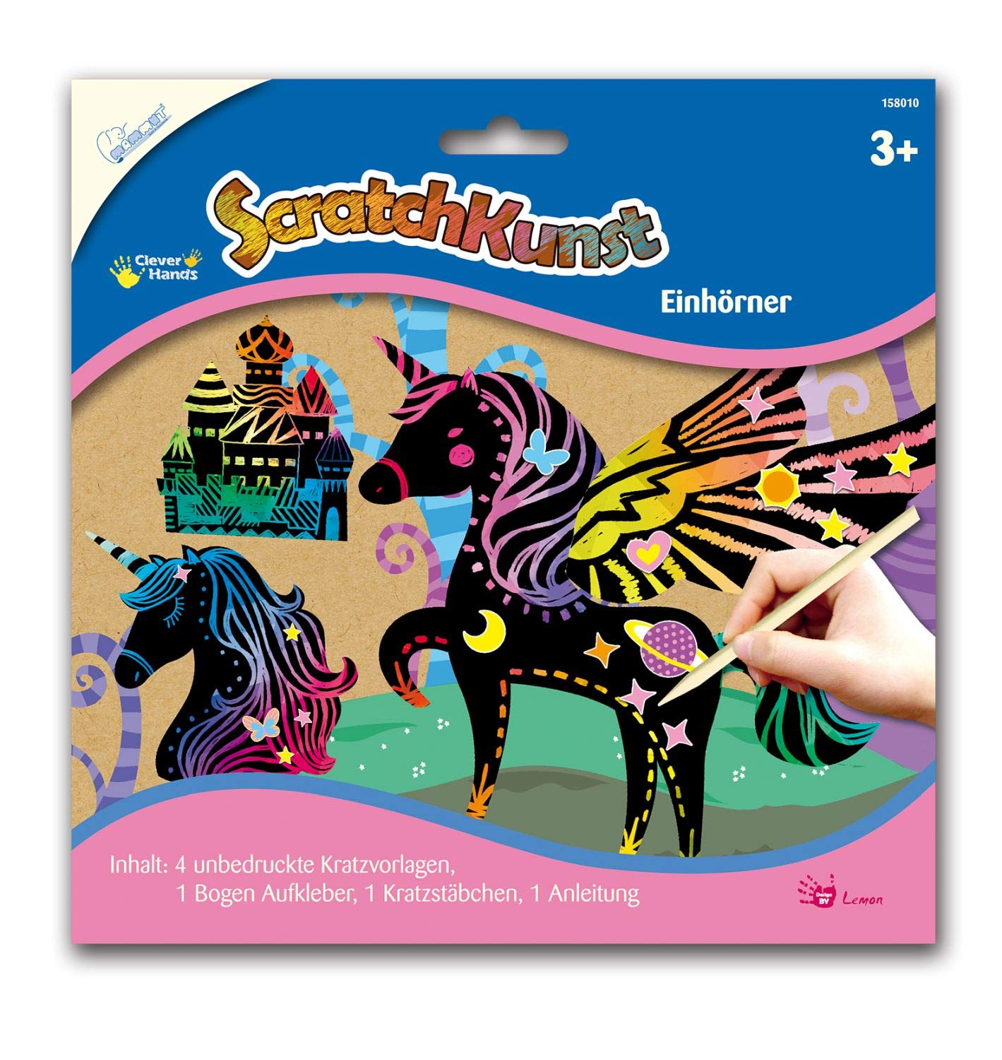 Mammut Spiel & Geschenk - Scratch Art Unicorns with 4 Scratching Posts, 25211576, Multi-Colour