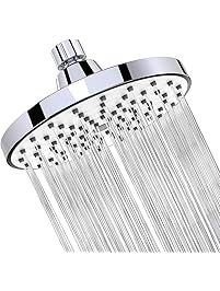 Shower Head - 6 Inch Anti-clog Anti-leak Fixed Chrome Rain Showerhead - Rainfall Spray Relaxation and Spa for High Water Pressure & Flow - Adjustable Metal Swivel Ball Joint with Filter (Silver)