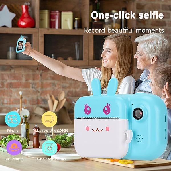 Okuyonic Kids Printing Camera Thermal Printing for Girls and Boys for Girls and Boys Giftsblue