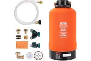 VEVOR RV Water Softener, 16,000 Grain Portable Water Softener, with 3/4" Brass Fittings and 42" Hose, Soften Hard Water Filter System for RVs, Trailers, Boats, Mobile Car Washing, Pressure Washing
