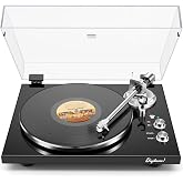Belt Drive Turntable for Vinyl Record Player and Bluetooth Output | No Built-in Speakers,Built-in Phono Preamp,USB Digital Output,Magnetic Cartridge,33/45 RPM,High-Gloss Wood Design