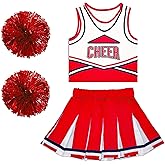 Danzcue Cheerleader Costume for Girls, Cheerleading Outfit for Halloween Party Birthday Gift