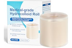 EIIIOEA Medical Grade Hydrocolloid Roll for Wound Care – 2in x 10ft (3M) Adhesive Hydrocolloid Bandage, Cut-to-Size, Flexible, Waterproof & Ultra Absorbent, for Acne, Blisters, Burns & Minor Cuts