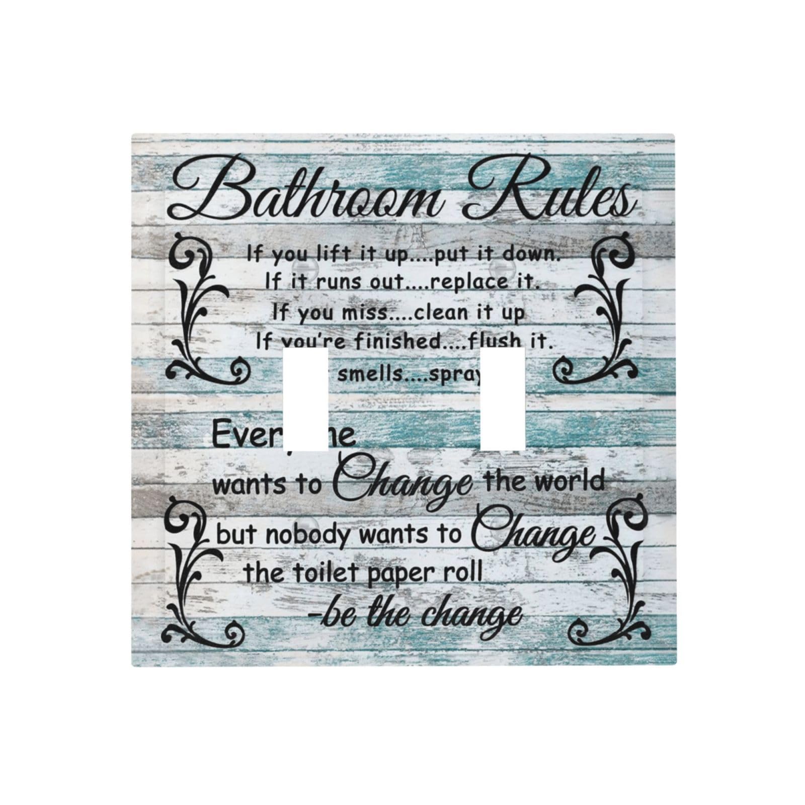 Wood Bath Bathroom Rules 2 Gang Double Toggle Light