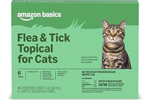 Amazon Basics Flea and Tick Topical Treatment for Cats (Over 1.5 Pounds), 6 Count (Previously Solimo)