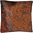 NGF Real Cowhide Pillows Cushion Cover Leather Hair on Cow Hide Skin Brindle 16''x16 ''Inches