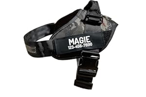 PawPawify Personalized No Pull Dog Harness with 2 Custom Name & Phone Patches, Reflective Breathable Pet Vest for Walking Tra