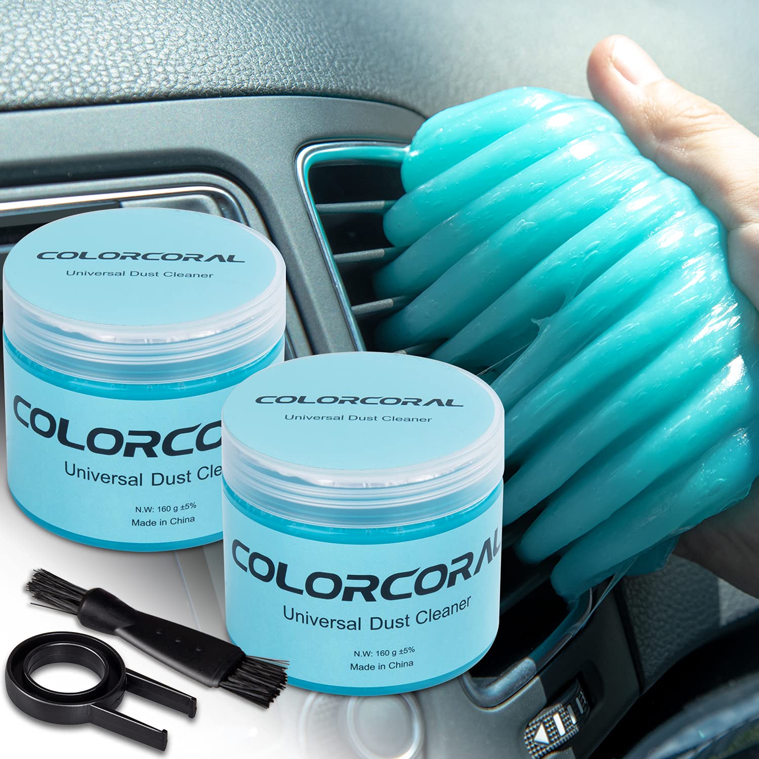 ColorCoral 2 Pack Car Cleaning Gel for Clean Reusable Car cleaning Putty Cleaner Car Putty Cleaner Dust Cleaning Gel Universal Dust Cleaner Cleaning Slime for Dust Cleaning mud Dust Removal