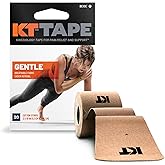 KT Tape, Kinesiology Athletic Tape, Gentle Adhesive for Sensitive Skin, 20 Count, 10" Precut Strips, Beige