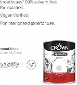 Crown Pure Brilliant White Quick Dry Gloss Paint 750ml Wood Metal Non Yellowing view 2