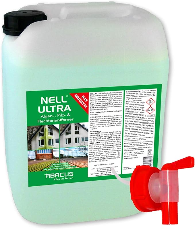 Abacus Nell Ultra Grünbelag Pilzentferner Mit Langzeitwirkung ABACUS Nell Ultra 5 l Konzentrat + Auslaufhahn - Algenentferner