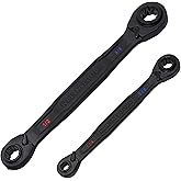 Klein Tools 68216 4-in-1 Reversible Ratcheting Box Wrench Set, Quad Wrench, SAE, 2-Piece, 1/4 to 3/4-Inch, Forged Steel, 90-Tooth