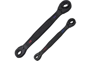 Klein Tools 68216 4-in-1 Reversible Ratcheting Box Wrench Set, Quad Wrench, SAE, 2-Piece, 1/4 to 3/4-Inch, Forged Steel, 90-T