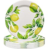6-Piece Melamine Lemon Plates Set, 9" Unbreakable Dinner Salad Appetizer Dessert Plates, Break Resistant, Lightweight, Dinnerware for Indoors and Outdoors, Dishes for Party Picnic, Multicolor