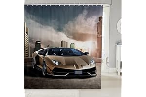 Feelyou Race Car Fabric Bathroom Shower Curtain Sports Car Waterproof Shower Curtains for Kids Boys Girls Galaxy Cool Speed Racing Car Design Shower Curtain with Hooks Automobile Style Curtain