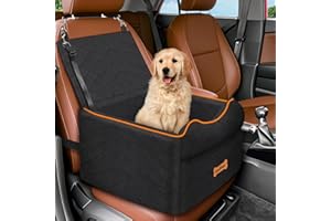 VavoPaw Small Dog Car Seat, Waterproof Dog Booster Seat with Thick Cushion & Safety Leash, Removable Car Back Seat Bed for 1 Small Dogs Under 25lbs, Pet Car Seat for Travel, Black