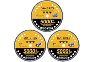 OA-BRES 3Pack Diamond Cut Off Wheels, 3 Inch(75MM) Metal Cutting Wheel with 3/8 Inch(9.5MM) Arbor, Diamond Disc with 5000+ Cuts on Rebar, Steel, Iron and INOX
