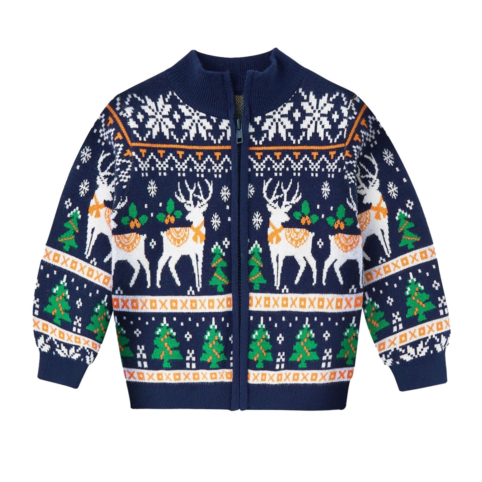 Vieille Toddler Boys Christmas Sweater Kids Knitted Cardigan Winter Zipper Outfits Top