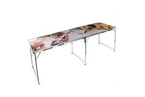 RED CUP PONG 8' Folding Beer Pong Table with Bottle Opener