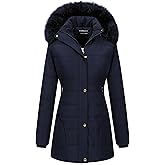Chrisuno Women's Warm Winter Coat Velvet Puffer Jacket Quilted Faux Fur Hood