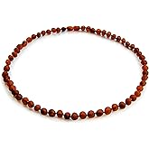 Amber Guru Baltic Amber Necklace for Women and Men (Authentic, Certified) - 17.7 Inches, Raw/Unpolished Beads - Handcrafted Unisex Amber Bead Jewelry for Adults