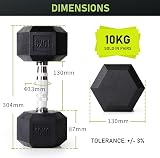 PhysKcal Hex Dumbbells Set 10kg Pair Poly Coated No Odour Home Gym view 6