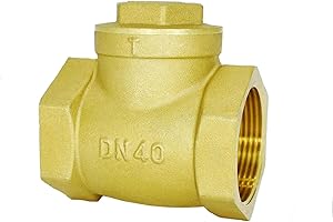 MYWERO 1 1/2" Swing Brass Check Valve DN40, 1 1/2 Female Thread Horizontal One Way Check Valve, Oil Water Fuel Gas Air Check Valve to Prevent Water Backflow for Sump Pump and Air Compressor
