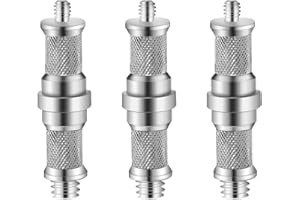 Wellmaking 3 Pieces Standard Knurled 1/4 to 3/8 inch Metal Male Convertor Threaded Screw Adapter Spigot Stud for Light Stand, Hot Shoe/Cold Shoe Adapter, Ball Head, Wireless Flash Receiver, Trigger